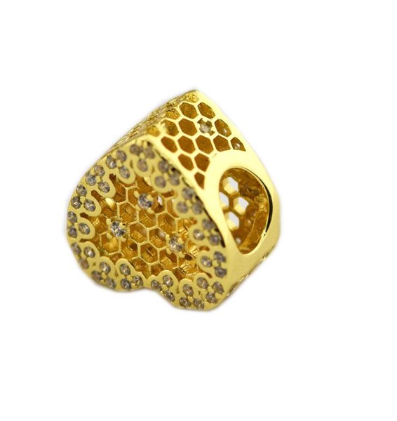 real 925 sterling silver bead gold shine honeycomb lace with crystal charm fit original charms bracelet bangle diy winsome jewelry3924110, Black
